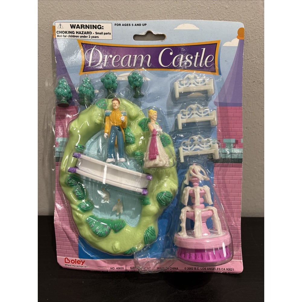 Vintage Boley Dream Castle Accessories Set NOS Rare New Sealed Fountain Bench